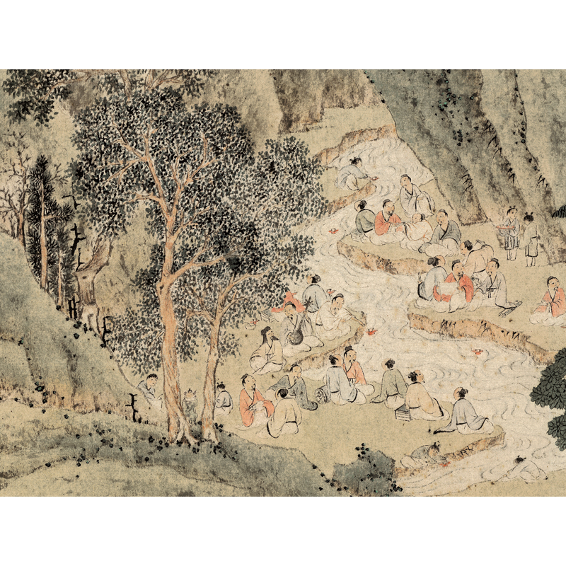 姿翰超高清微喷装饰画 明代 祝枝山祝允明 工笔山水画兰亭序横幅手卷