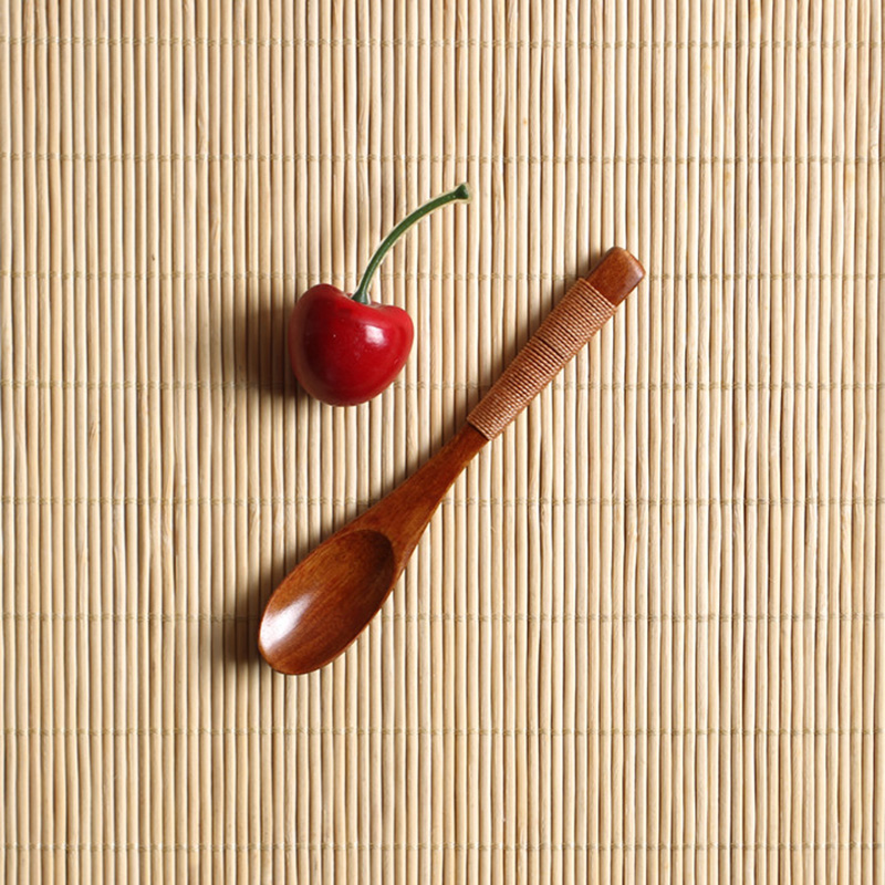 和风四季 实木日式餐具调羹长柄勺汤匙汤勺小木勺用饭店创意手工木勺汤勺 K款木勺(12*2cm)单个