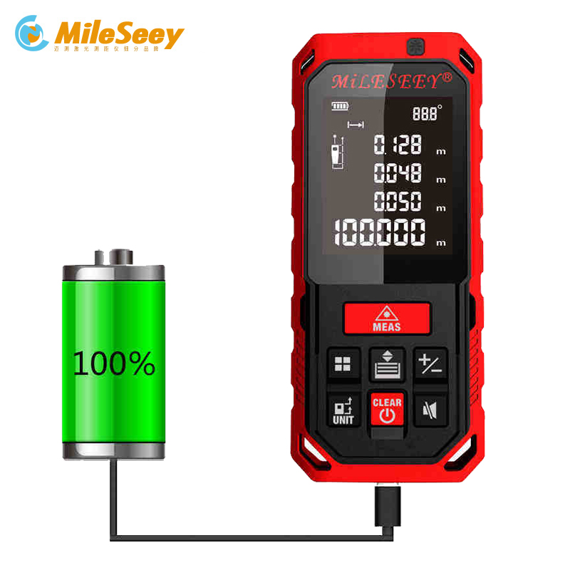 邁測（MiLESEEY）S2語音播報激光測距儀手持式可充電紅外線測距儀電子尺量房儀 100米語音播報+USB充電+電子水平