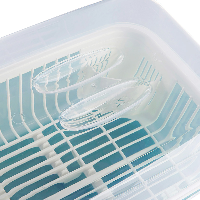 龙士达碗架沥水架中号塑料厨房置物架带盖透明沥水篮碗筷收纳盒 棕色有盖