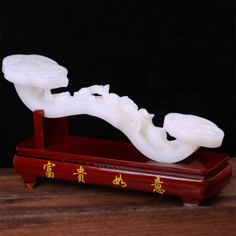 kerla阿富汗玉如意摆件雕貔貅办公居家摆设饰品客厅工艺品 红色 35cm