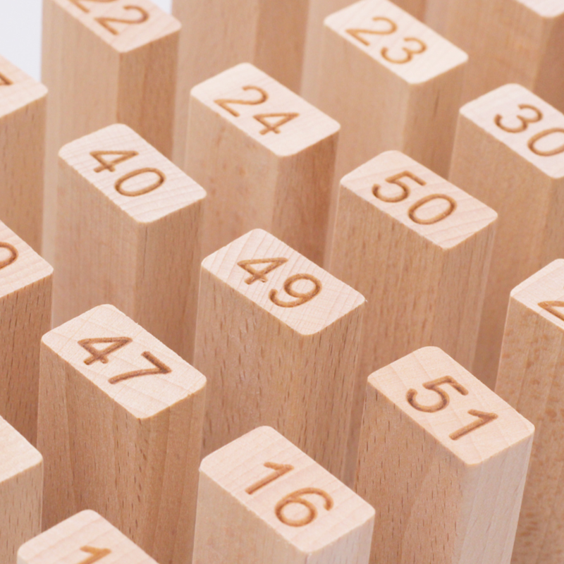 木妈妈幼儿童玩具数字层层叠叠高动手动脑智力木制桌面游戏 榉木51片