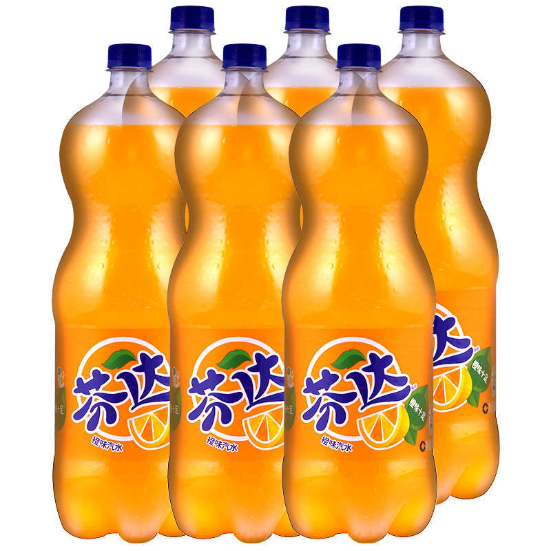 芬达fanta 橙味汽水 碳酸饮料 2l*6瓶 整箱装 可口可乐出品 新老包装