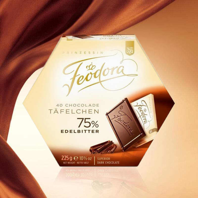 费杜拉公爵夫人赌神巧克力薄片75%德国进口黑巧克力礼盒30片