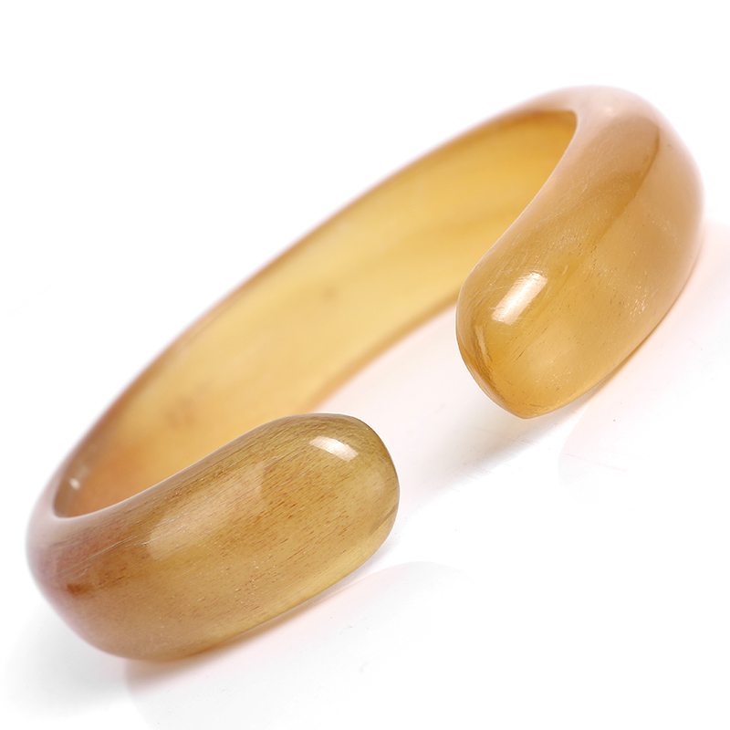 高抛天然西藏羊角手镯开口宽镯子带血丝通透活口油润民族风男女款