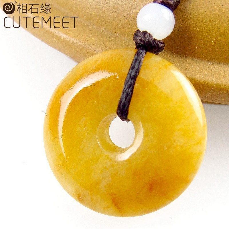 相石缘平安扣黄龙玉吊坠男女项链情侣