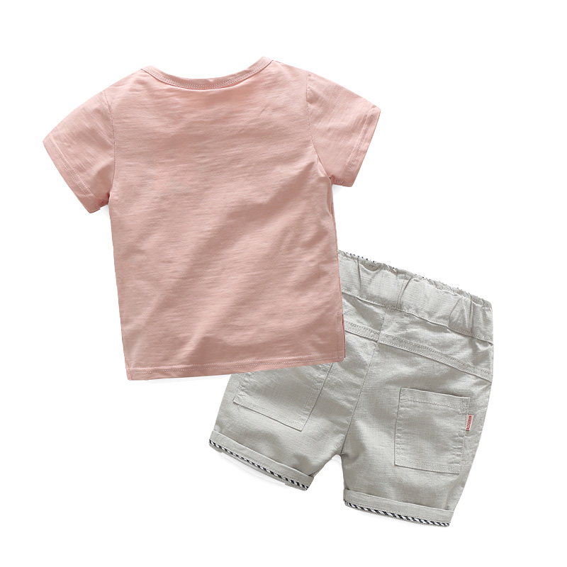 贝壳元素男童装夏装背心短裤套装tz3487粉色这款裤子的布料硬吗？