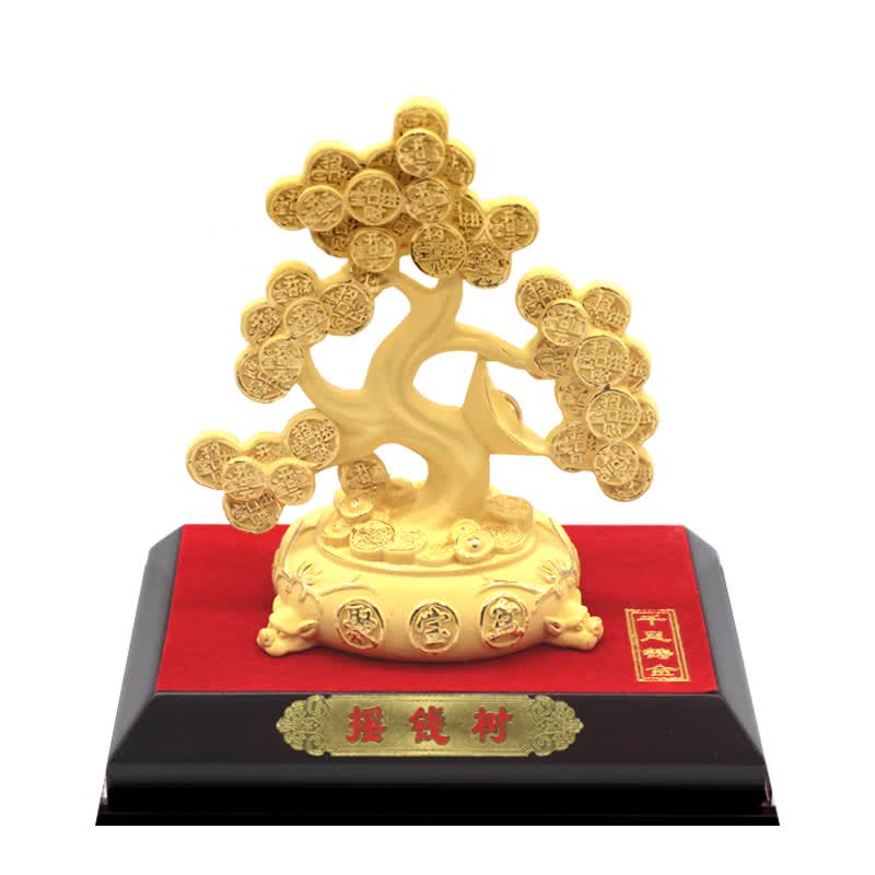 石小虎 绒沙金工艺品摆件摇钱树摆件家居摆设开业礼物办公室装饰商务