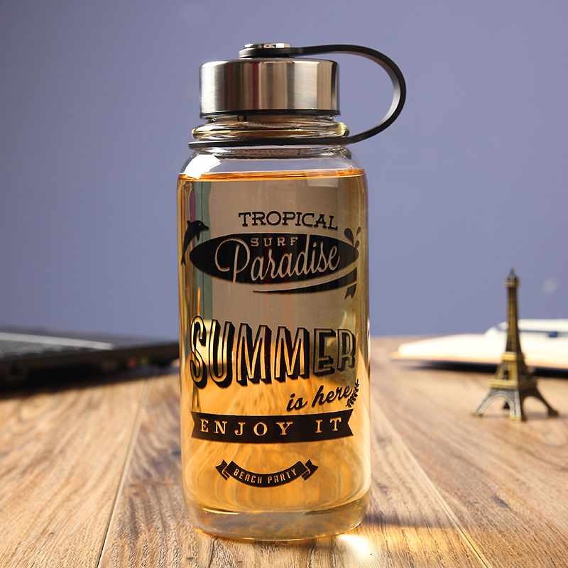 禾艾苏（heisou）玻璃杯便携水杯随手杯旅行杯车载水杯运动杯子大容量水杯带杯套 700ML带杯套