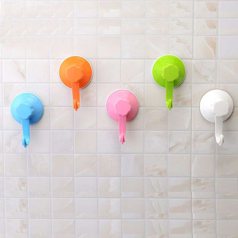 炫彩无痕挂钩 力真空塑料吸盘挂钩6只装