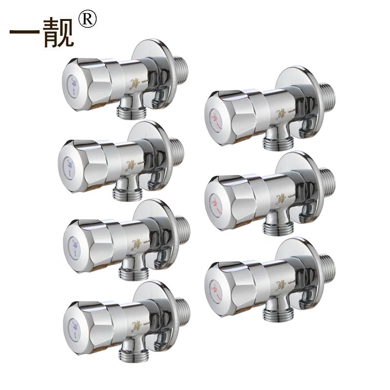 一靓 全铜冷热水器水阀门304不锈钢一进二出三通开关通用4分加长 四冷