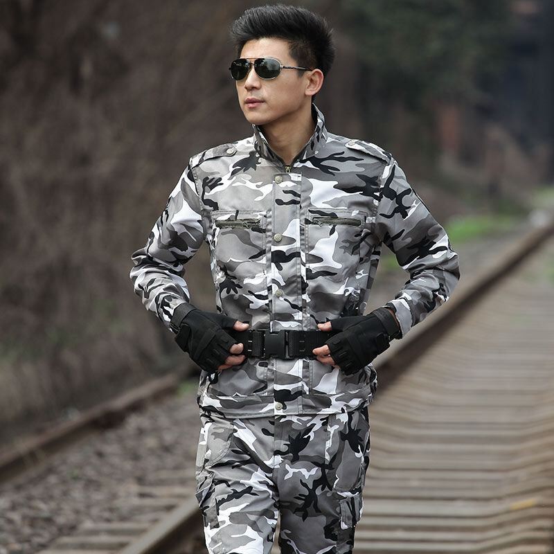 春夏款雪地灰白色迷彩服套装男女军迷服饰作训服战术服特战服工装服