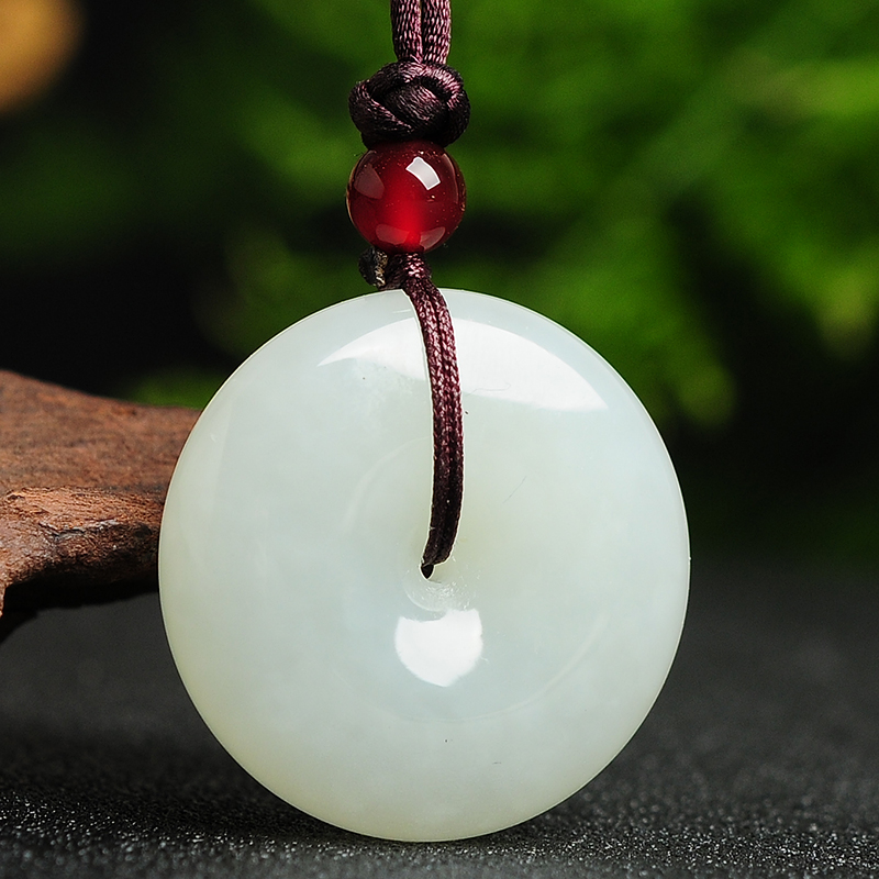 箴诺 新疆和田玉白玉平安扣玉吊坠男女佩怀古玉扣挂件 中号