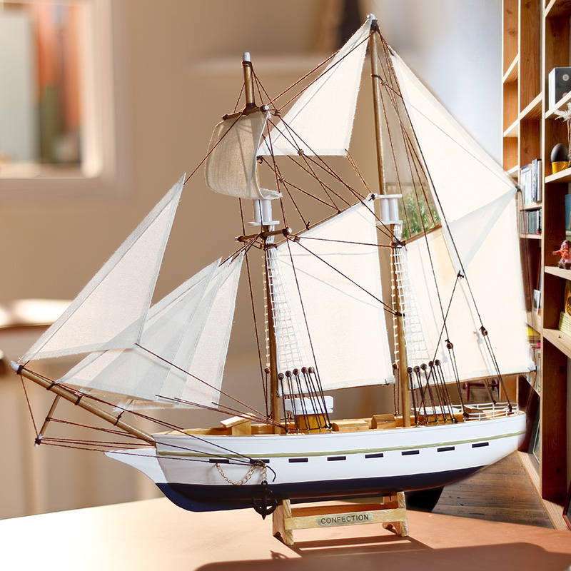 snnei仿真木质帆船模型摆件 一帆风顺手工艺船装饰 毕业纪念品生日