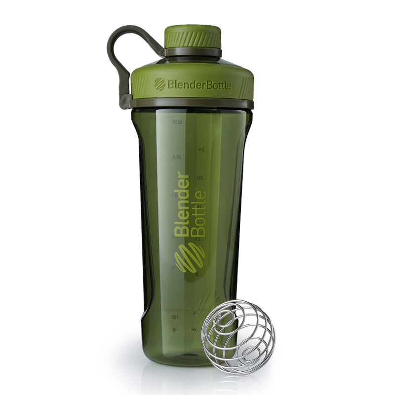 Blender Bottle 摇摇杯运动健身水杯塑料蛋白粉搅拌球奶昔杯旋盖提环款 墨绿色32oz
