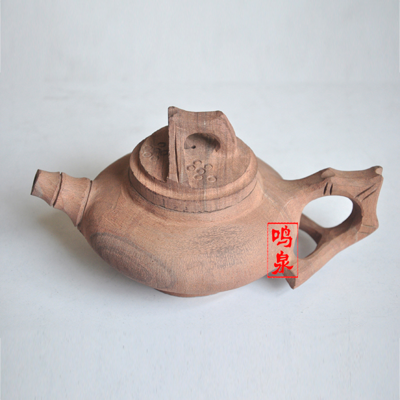 鸣泉木鱼石原石清幽茶壶天然木鱼石原石手工制作的茶壶不打磨(粗糙)