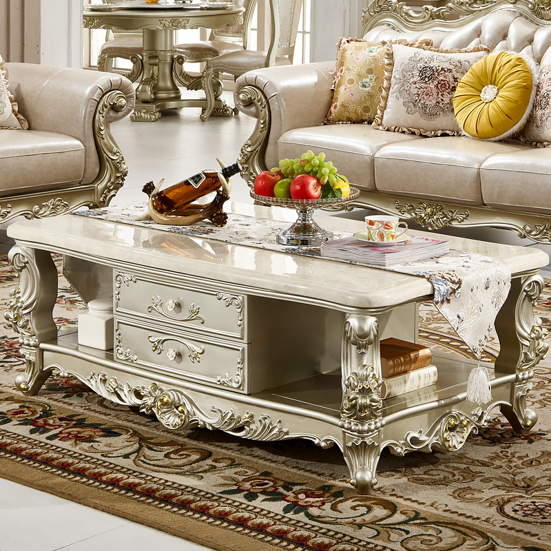 雅尔菲香槟金长茶几方几实木储物柜角几开方形洽谈桌 香槟色 0.