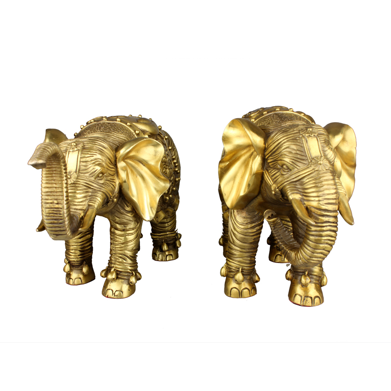 德佑堂 铜大象摆件一对家居办公室装饰大号铜象工艺品摆件吸水象开业