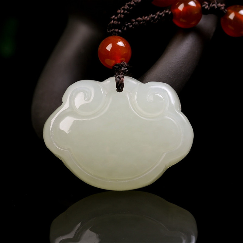 和田玉宝宝长命锁吊坠男女成人儿童平安锁挂件玉坠白玉锁项坠玉牌玉佩