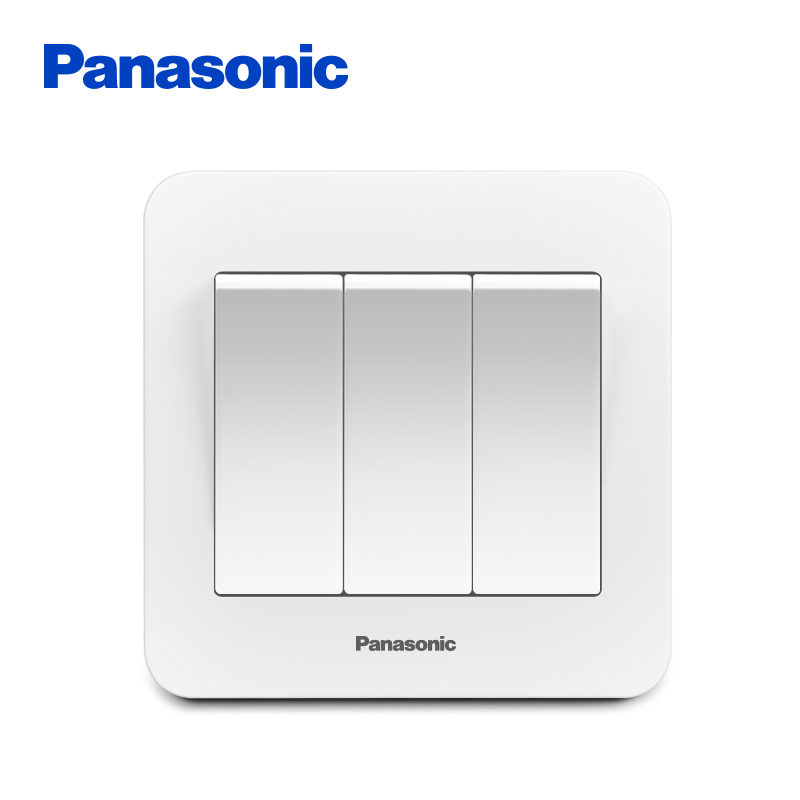 松下(panasonic)开关插座面板 智趣系列86型单控双控开关面板 三开单