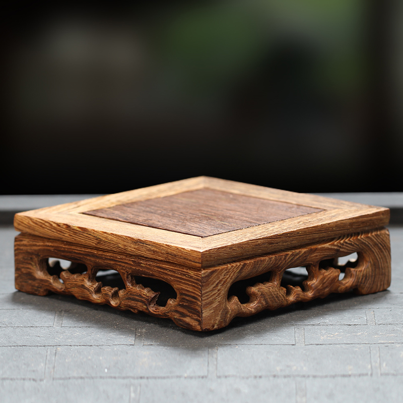 轩椽阁 鸡翅木香炉配件底座 仿古檀香炉底座木质底座香熏炉架子托子