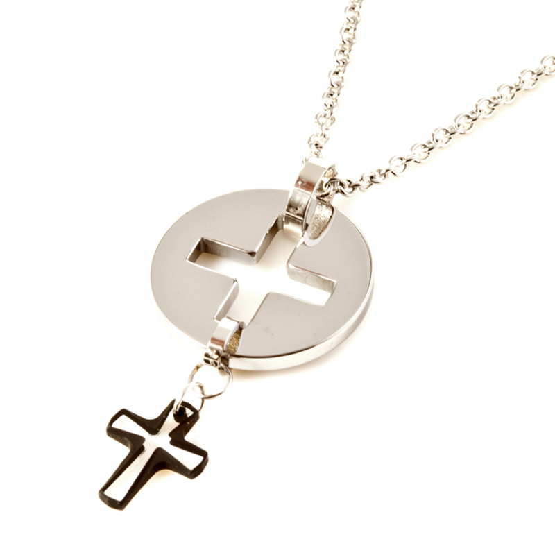梦克拉钨金项链 情侣吊坠  爱融合十字架 十字架吊坠项链