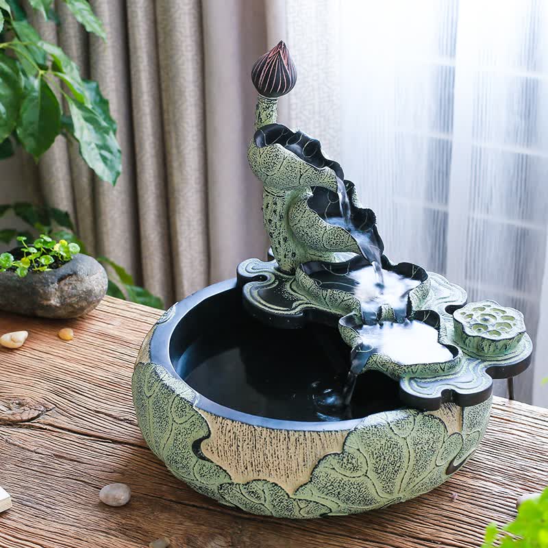 家居饰品电视柜桌面小摆件开业礼品 s031-1叠荷潺溪流水(不含雾化器)