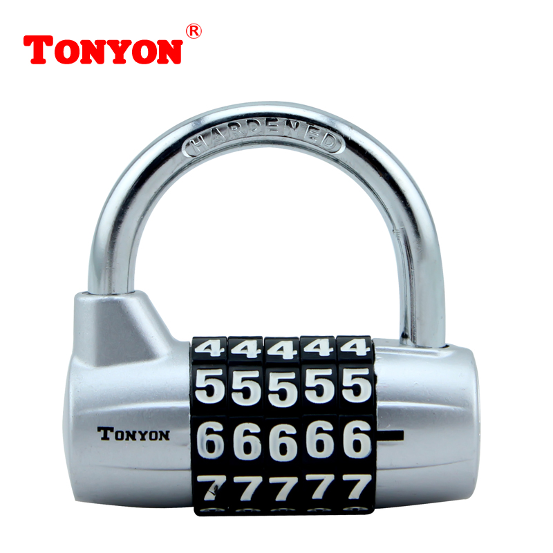 TONYON通用（TONYON）彩色5轮密码锁 防盗挂锁健身房门锁工具箱锁K25003 银色