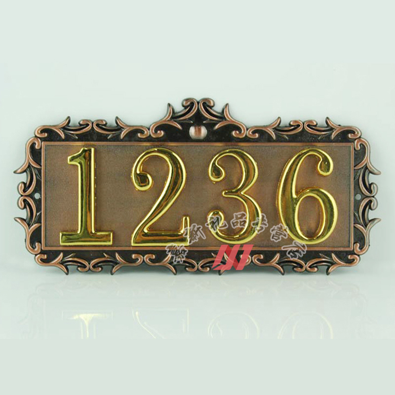 四位数古铜,金属底板金色号数门牌 号码牌 花边数字房号牌金属数字