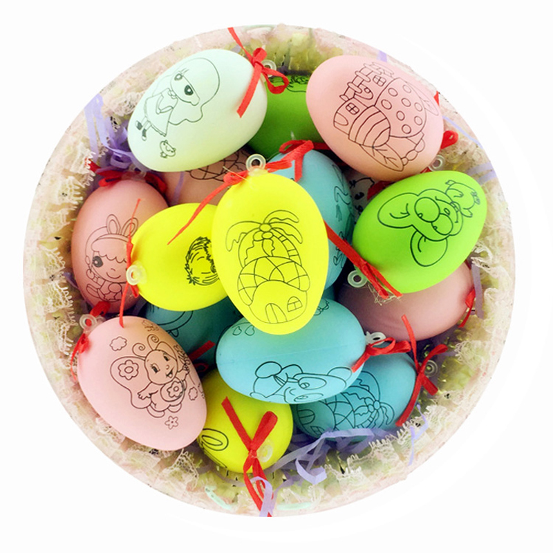 diy手工制作仿真鸡蛋壳有趣儿童创意diy白模白坯复活节彩蛋 带挂绳 5