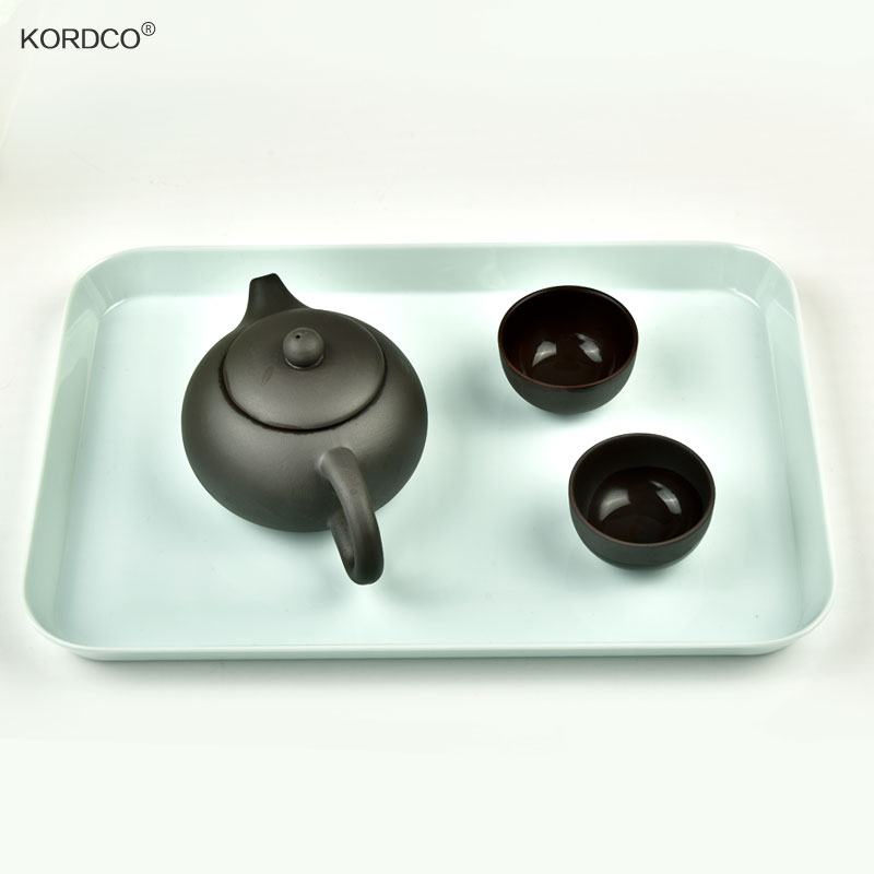 KORDCO玉石色托盘长方形家用茶盘创意简约客厅密胺水盘欧式收纳盘端菜盘 玉石色 大号尺寸：38cm*28cm*2.5cm