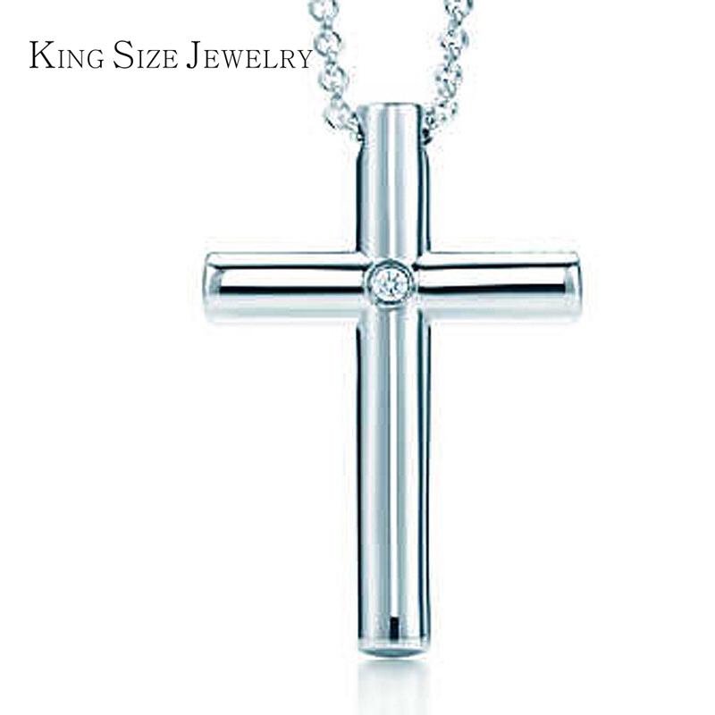 king size jewelry18k金钻石项链男十字架吊坠18k金钻石吊坠 18k金男