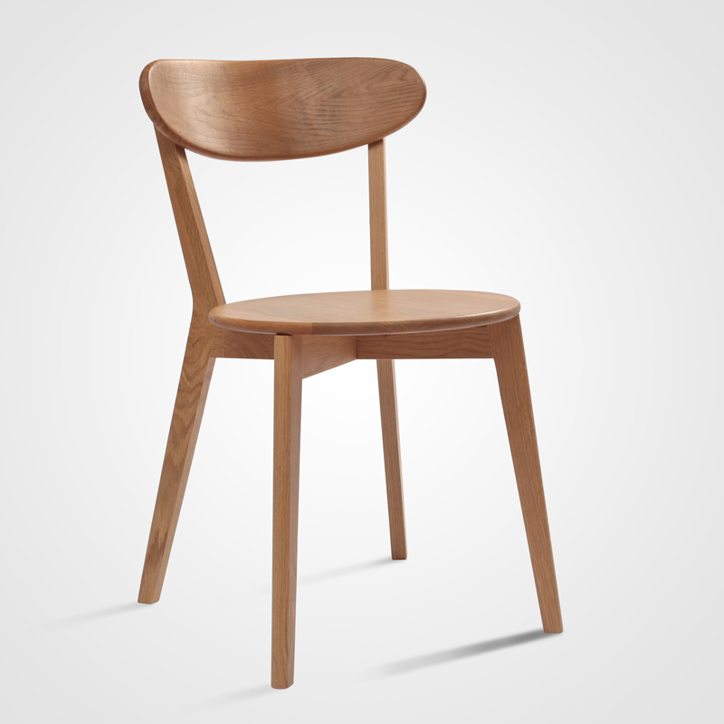 木轮餐厅家具实木餐椅白橡木纯实木交叉椅子家用现代简约凳子休闲椅