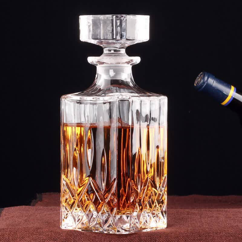 兴谛加厚水晶酒具酒樽空红酒瓶带盖威士忌酒白酒洋酒瓶盛酒壶存酒瓶 10号 600ml
