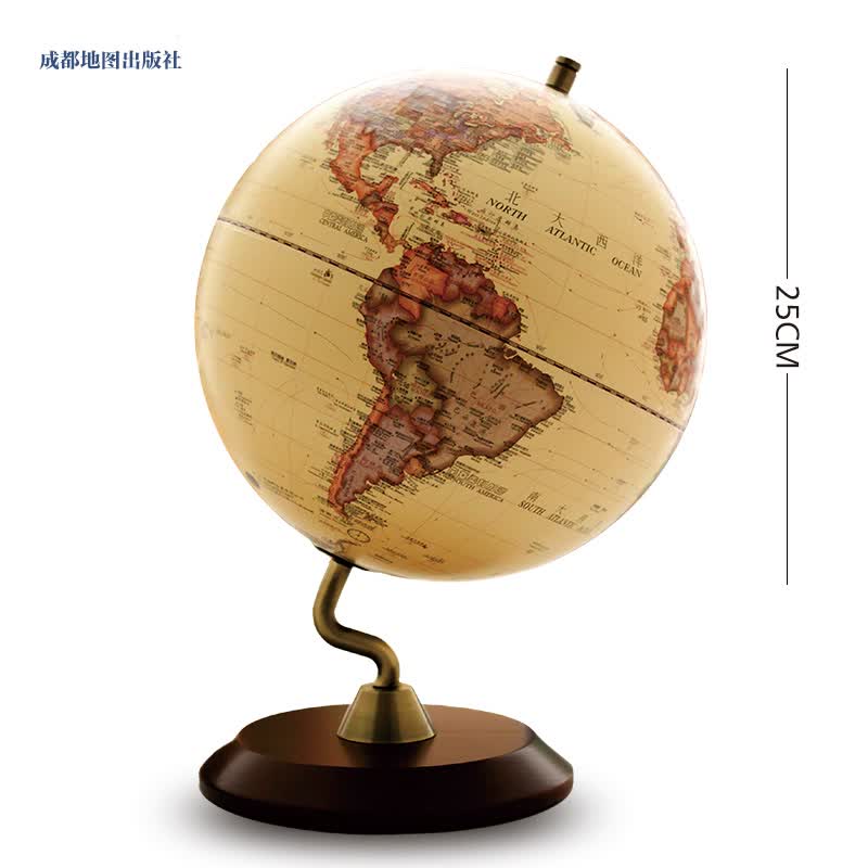 地球仪fg2504仿古、立体浮雕、红木底座（直径25厘米）