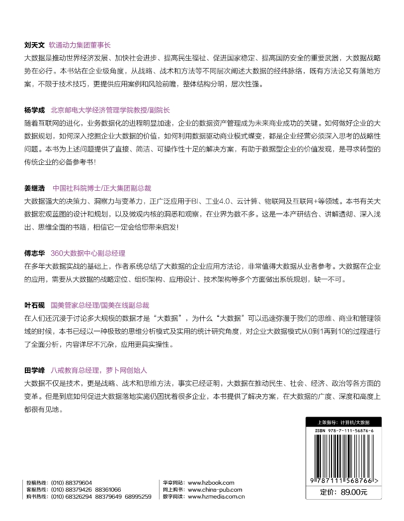 企业大数据系统构建实战：技术、架构、实施与应用详情图