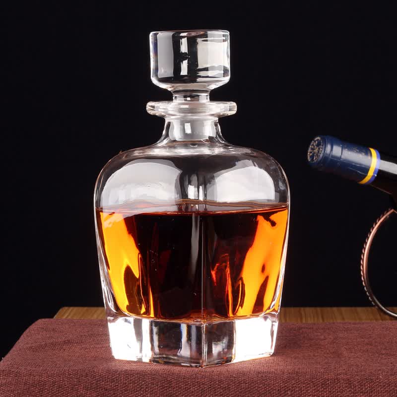 兴谛加厚水晶酒具酒樽空红酒瓶带盖威士忌酒白酒洋酒瓶盛酒壶存酒瓶 10号 600ml