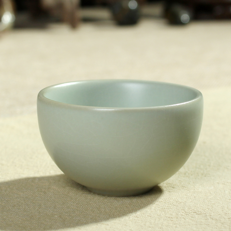 汝道(rudao)汝窑茶杯品茗杯功夫茶具单杯可养蝉翼开片汝瓷杯子个性
