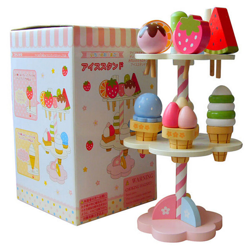 儿童木制玩具 草莓冰淇淋 儿童过家家玩具
