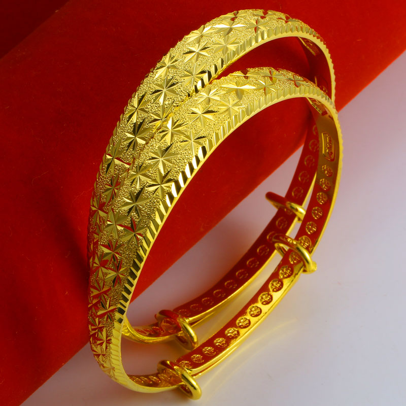 千影珠宝黄色金手镯女款满天星仿真首饰仿越南沙金推拉可调节收缩宽