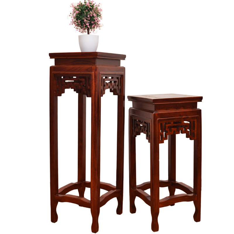 本素(bensu) 明清仿古老榆木实木花架中式客厅家具榆木质花几花台落地