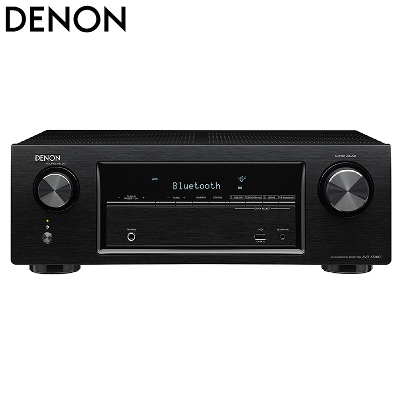 天龙（DENON）AVR- X518CI 音响 音箱 家庭影院 5.2声道AV功放机  4K 杜比 DTS USB 蓝牙 进口 黑色
