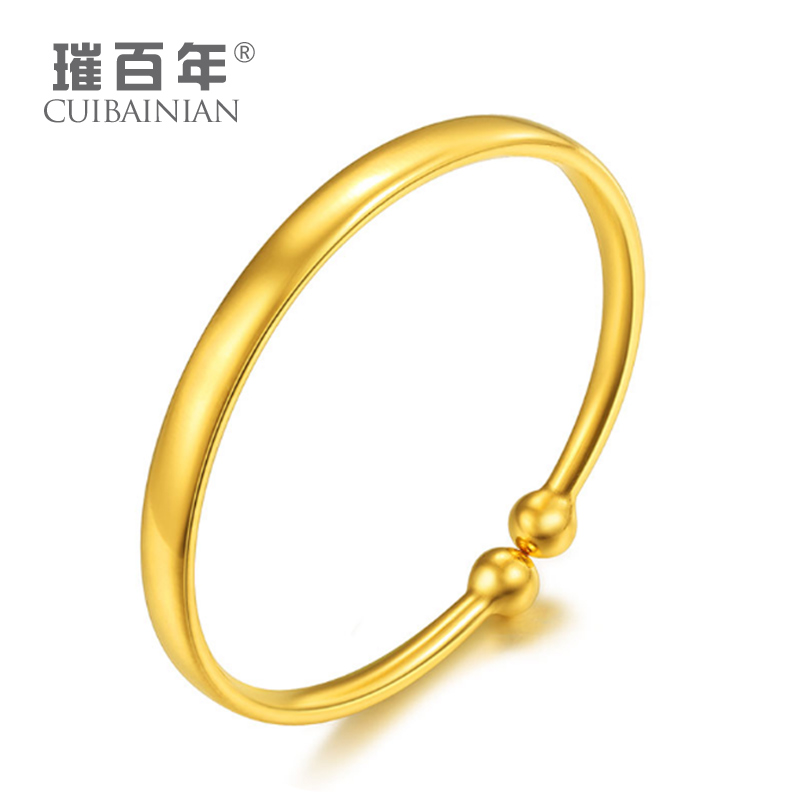 璀百年珠宝 黄金手镯 999足金手镯子 光面活口金手镯女款黄金首饰计价 光面活口手镯 金重：18.98克