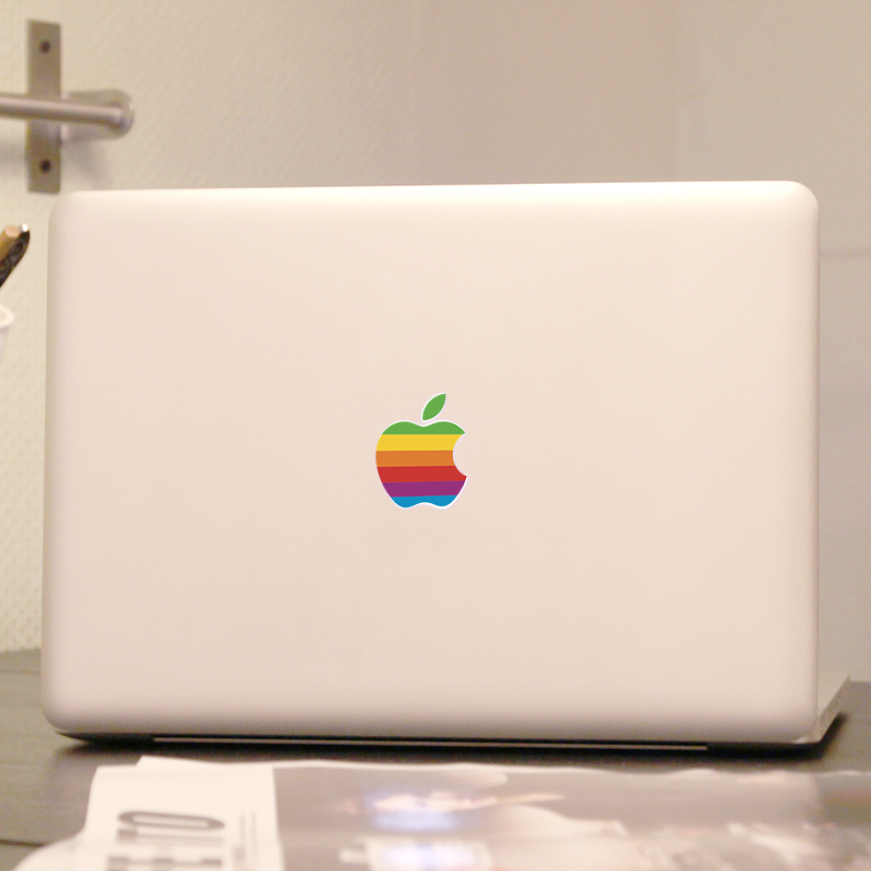 skinat电脑创意logo 贴膜 苹果笔记本logo保护贴 macbook 配件 彩虹