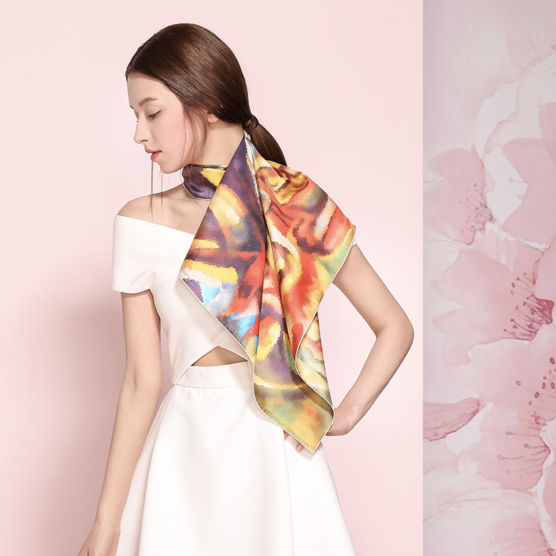 秦曲真丝围巾丝巾女新款春秋冬季中国风杭州桑蚕丝中方巾小方巾丝绸