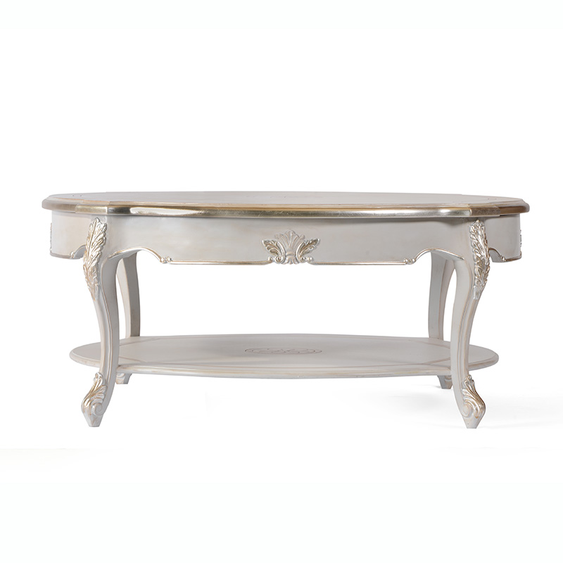 欧界金其利意式实木茶几银箔装饰高端家具定制别墅大宅会所样板间