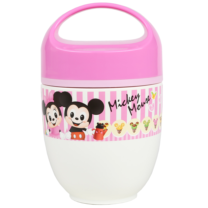 迪士尼（Disney）便当盒儿童真空保温食物罐水杯 小学生便携式迷你保温汤壶饭盒 3333米妮粉
