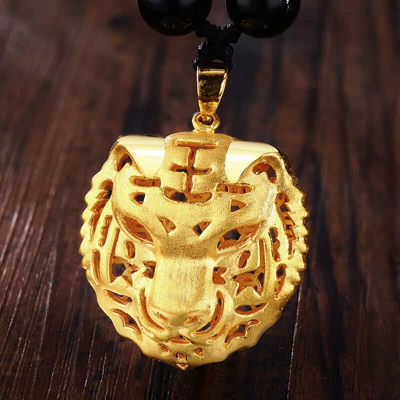 黄金虎头吊坠 男女款 999足金挂坠 十二生肖虎吊坠 本命年生日礼物 3d