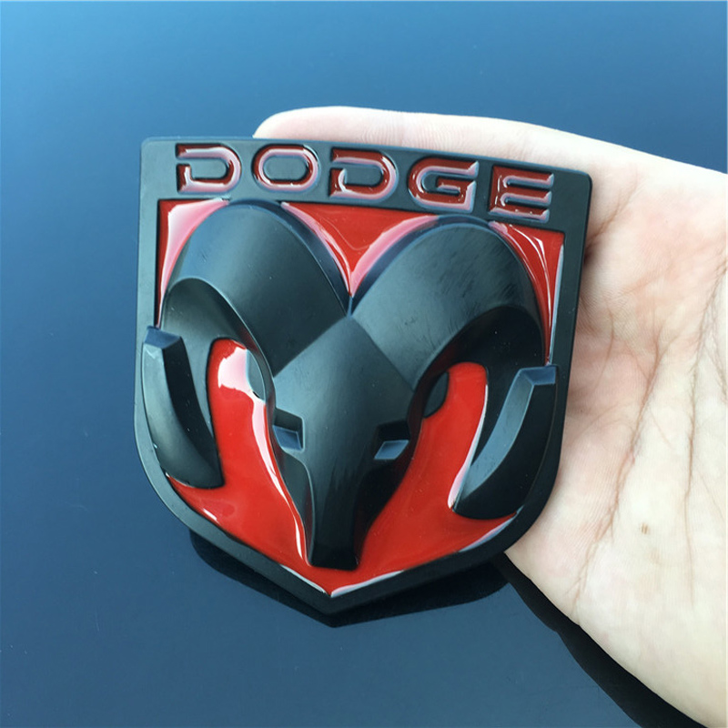 酷威 酷博改装公羊头标 金属车贴 个性 大号盾黑红