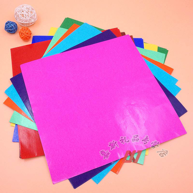 10种颜色彩色纸彩色15*15cm腊光纸手工纸电光纸彩色蜡光纸折纸剪纸